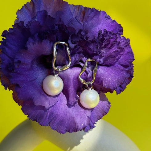 Power Edison Pearl Drop Earrings in Sterling Silver